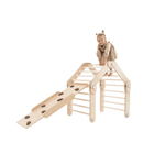 Transformer Kletterdreieck FULL MOON + 1 Rutsche | Natur | 30 Formen | 98 cm | Rutsche wählbar aus 6 Farben - Kletterling – einfach Kind sein