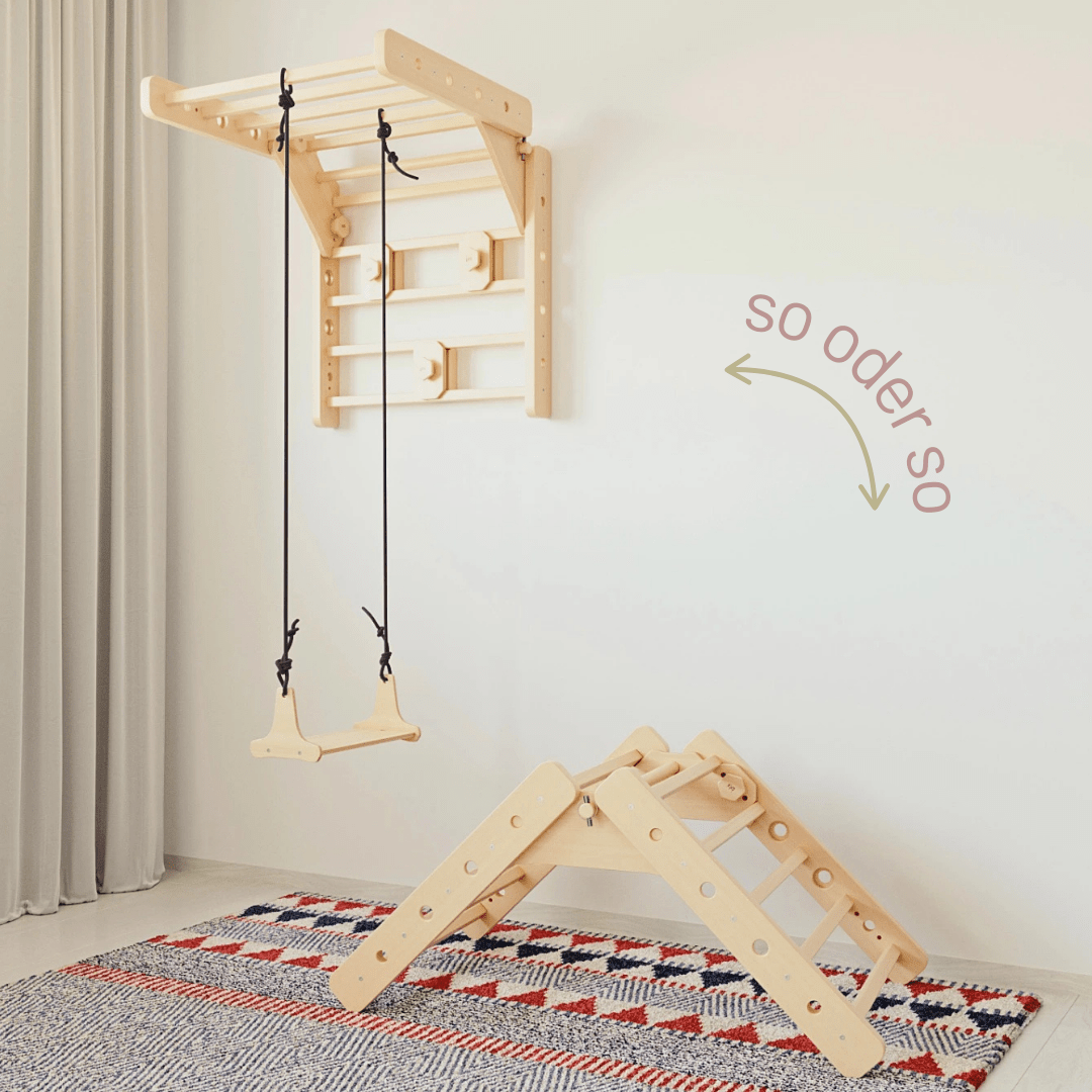 Dreieck - & Sprossenwandschaukel EMMA SWING 2in1 | 180 kg belastbar | 2 Geräte in einem | Kletterdreieck & Schaukel für die Wand | wandelbar - Kletterling – einfach Kind sein