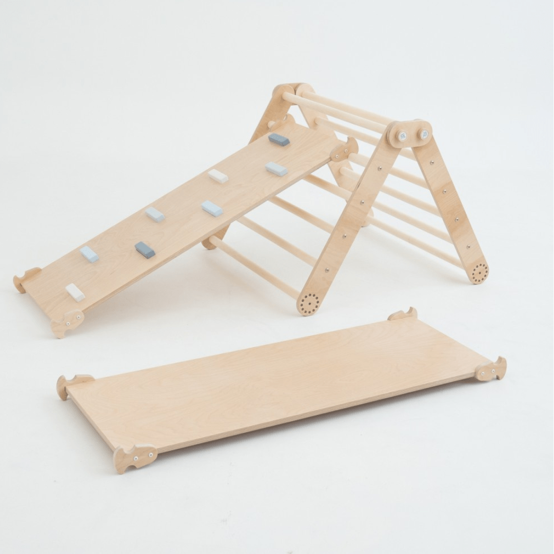 Kletterset MOON FLOW Blue 3 in 1 | Blau | 57 cm hoch | Rutsche wählbar - Kletterling – einfach Kind sein