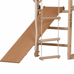 Sprossenwand + Rutsche | 80 kg | 210x70 cm | Klimmzug | Seilleiter | Gymnastikringe - Kletterling – einfach Kind sein