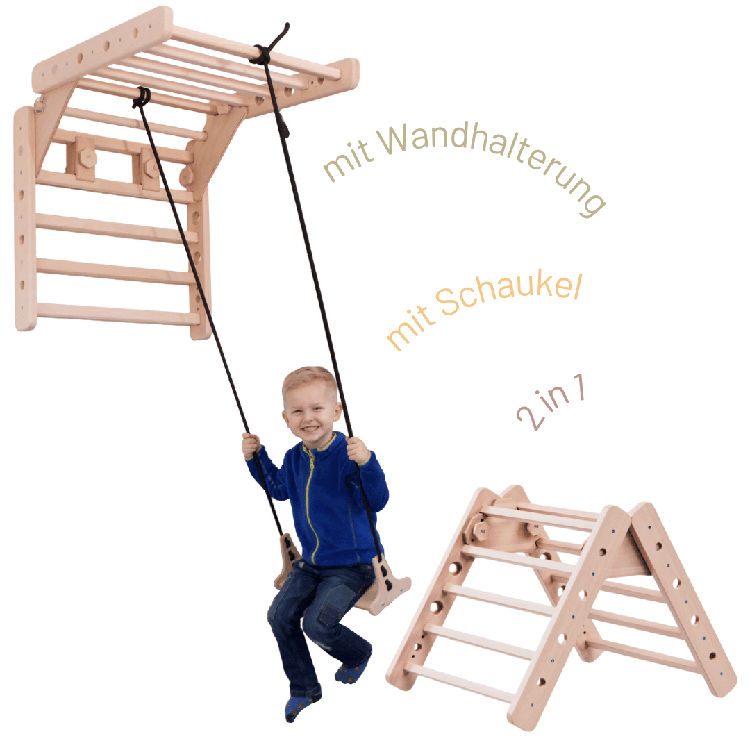 Dreieck - & Sprossenwandschaukel EMMA SWING 2in1 | 180 kg belastbar | 2 Geräte in einem | Kletterdreieck & Schaukel für die Wand | wandelbar - Kletterling – einfach Kind sein