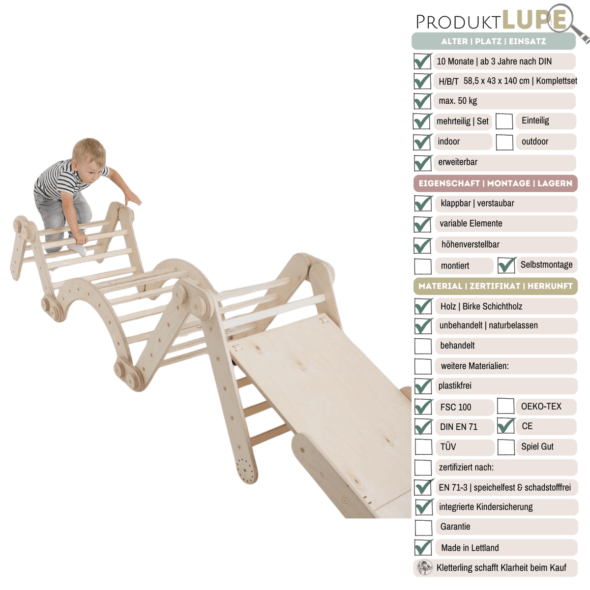 Modulares Kletterdreieck - Set ROBY | 58,5 cm | von Dreieck bis Komplettset wählbar | erweiterbar - Kletterling – einfach Kind sein