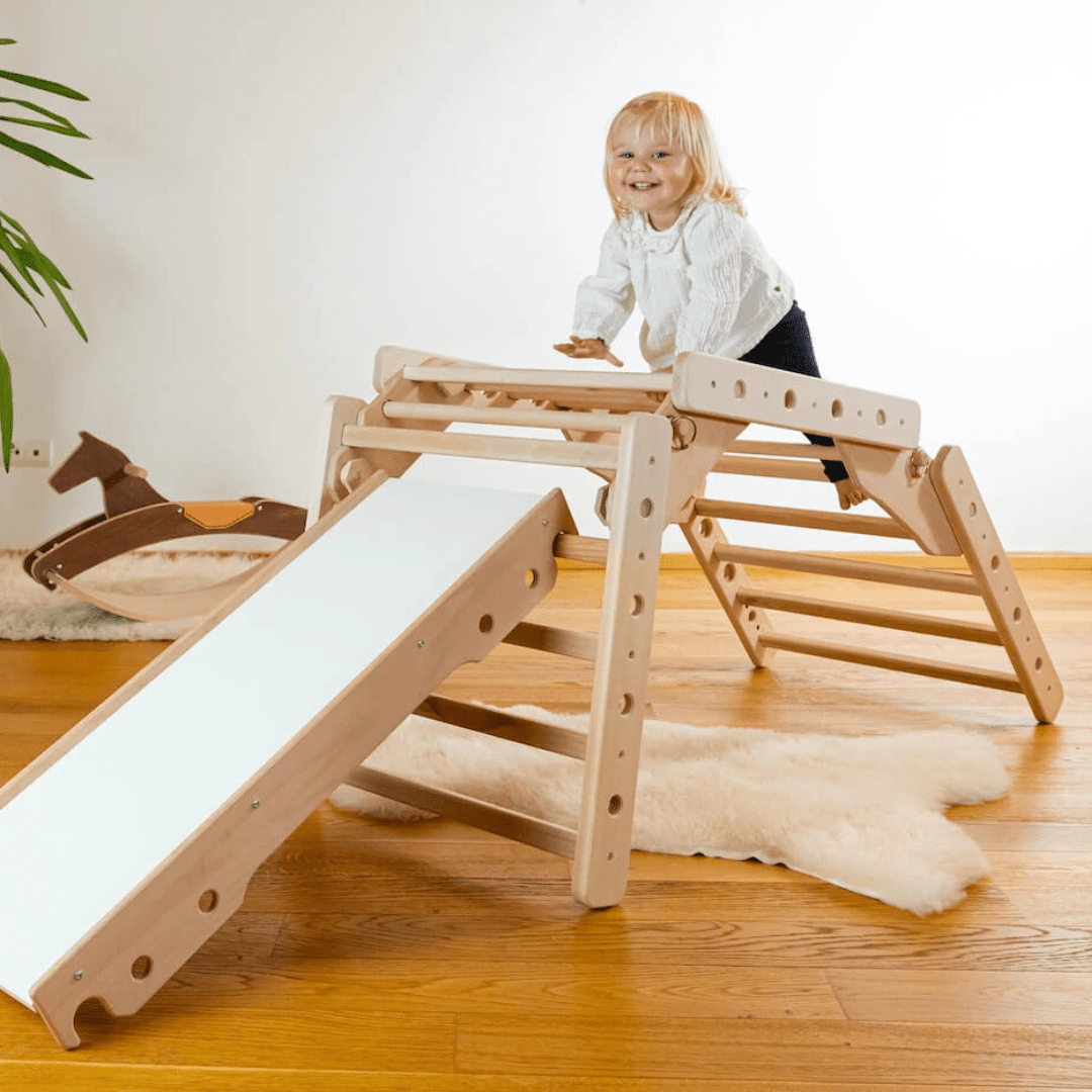 Kletterdreieck EMMA PAN + Rutsche| 3 Module| 46cm | 200 kg belastbar | 2–6 Jahre | 3 - in - 1 Kletterset - Kletterling – einfach Kind sein