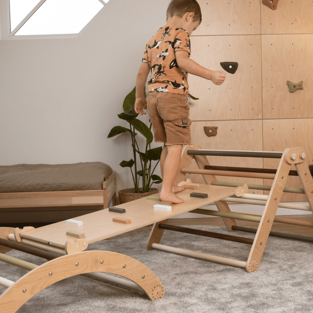Kletterset MOON FLOW Green 3 in 1 | GRÜN | 57 cm hoch | Rutsche wählbar - Kletterling – einfach Kind sein