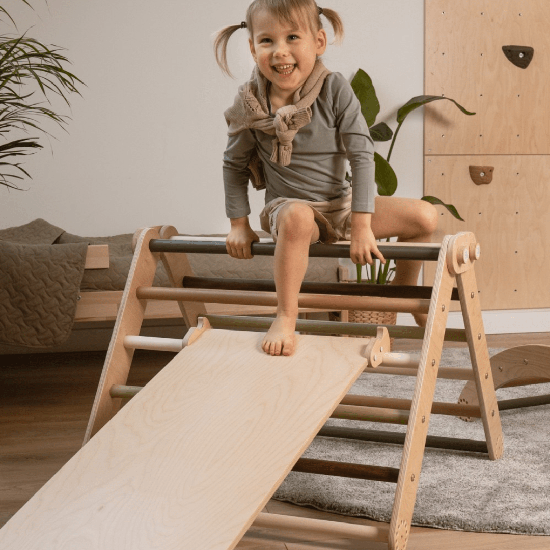 Kletterset MOON FLOW Green 3 in 1 | GRÜN | 57 cm hoch | Rutsche wählbar - Kletterling – einfach Kind sein