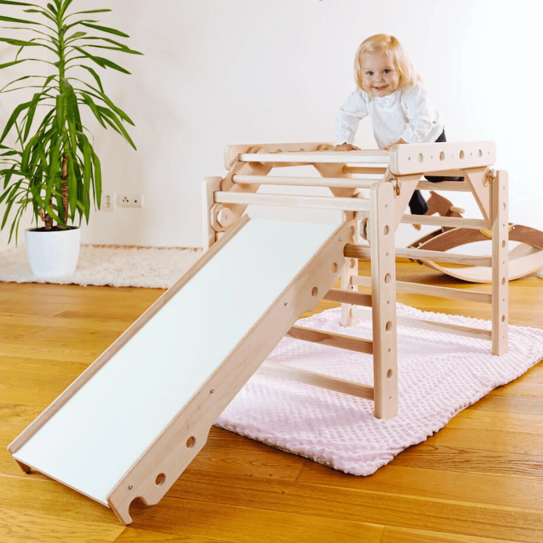 Kletterdreieck EMMA PAN + Rutsche| 3 Module| 46cm | 200 kg belastbar | 2–6 Jahre | 3 - in - 1 Kletterset - Kletterling – einfach Kind sein