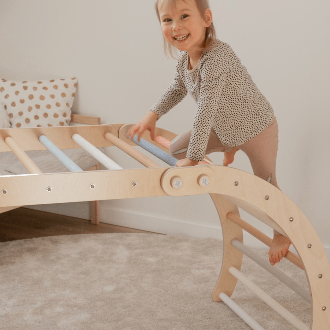 Kletterdreieck - Set MOON FLOW Rosé 3 in 1 | Rosa | 57 cm hoch | Rutsche wählbar - Kletterling – einfach Kind sein