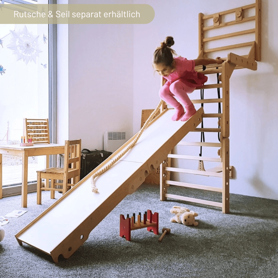 Sprossenwand EMMA SIX + Schaukel | 4 Module | 200 kg belastbar | 6 Aufbauvarianten | modulares System - Kletterling – einfach Kind sein