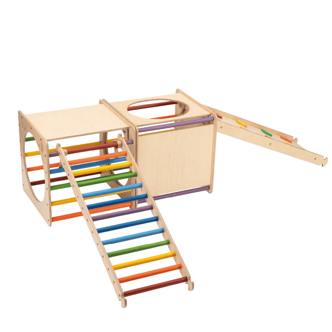 Spielplatz Set BEE CUBE + 2 Kletterrutschen | 2 Kletterwürfel | 58 cm | in 3 Farben - Kletterling – einfach Kind sein