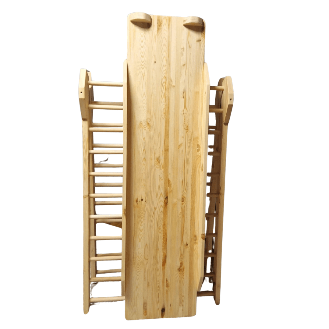 Kletterdreieck ROOT INDOOR mit Rutsche | 115cm Dreieck| 170 cm Rutsche | 2 Seiten | massiv Holz - Kletterling – einfach Kind sein