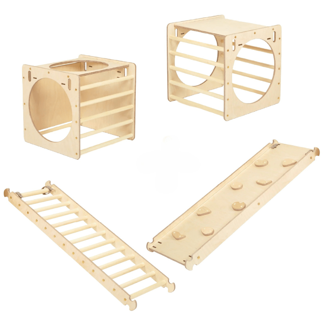 Spielplatz Set BEE CUBE + 2 Kletterrutschen | 2 Kletterwürfel | 58 cm | in 3 Farben - Kletterling – einfach Kind sein