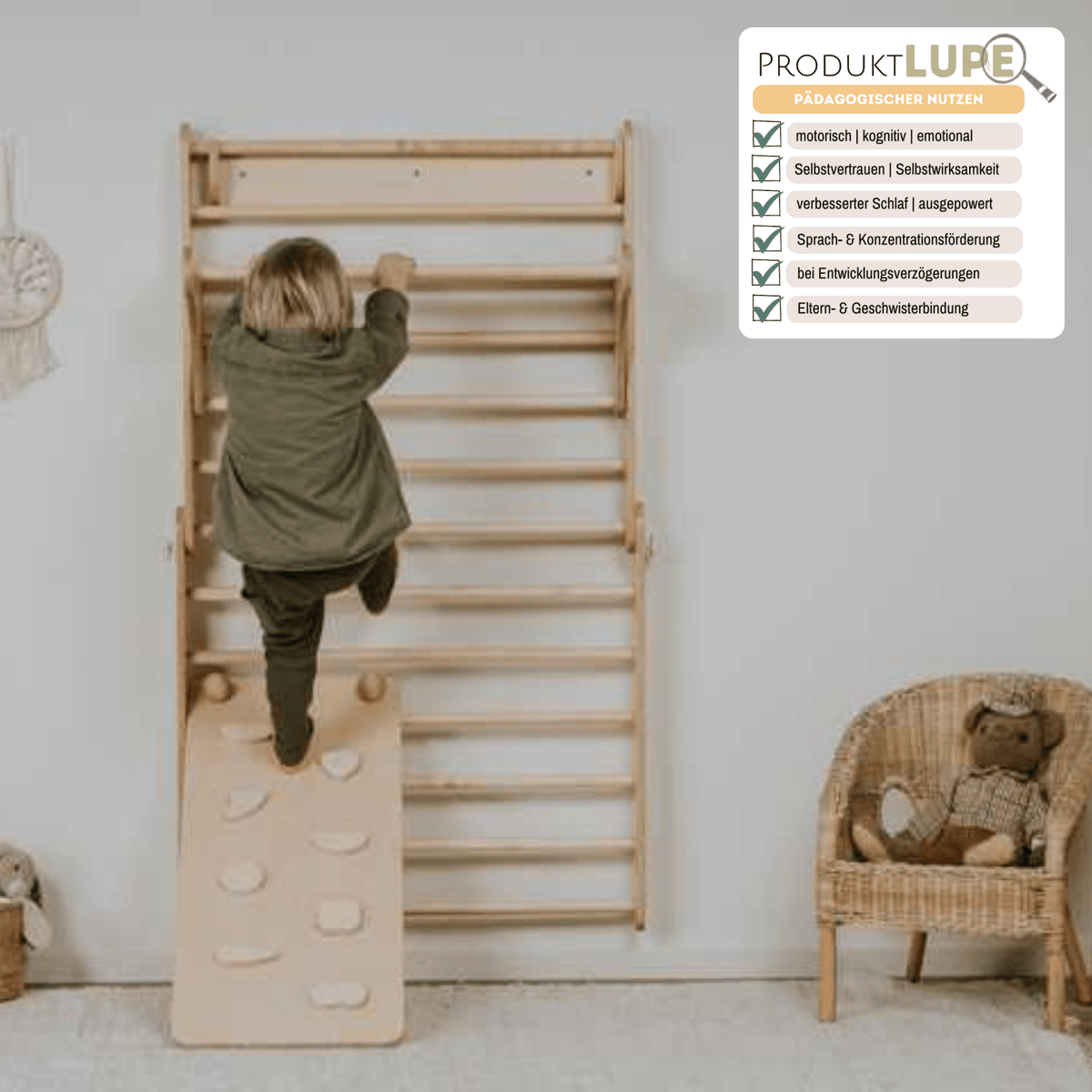 Kletterdreieck GO UP 2in1 + Rutsche | Sprossenwand | 2 - seitige Kletterrutsche | 68 cm | wandelbar | Zubehör erhältlich - Kletterling – einfach Kind sein
