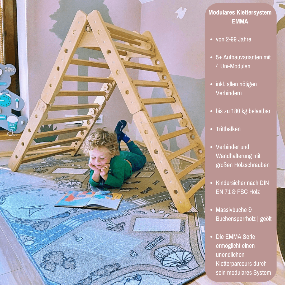 Sprossenwand EMMA FIFE |  180 kg belastbar | 2–99 Jahre | 5+ Aufbauvarianten - Kletterling – einfach Kind sein