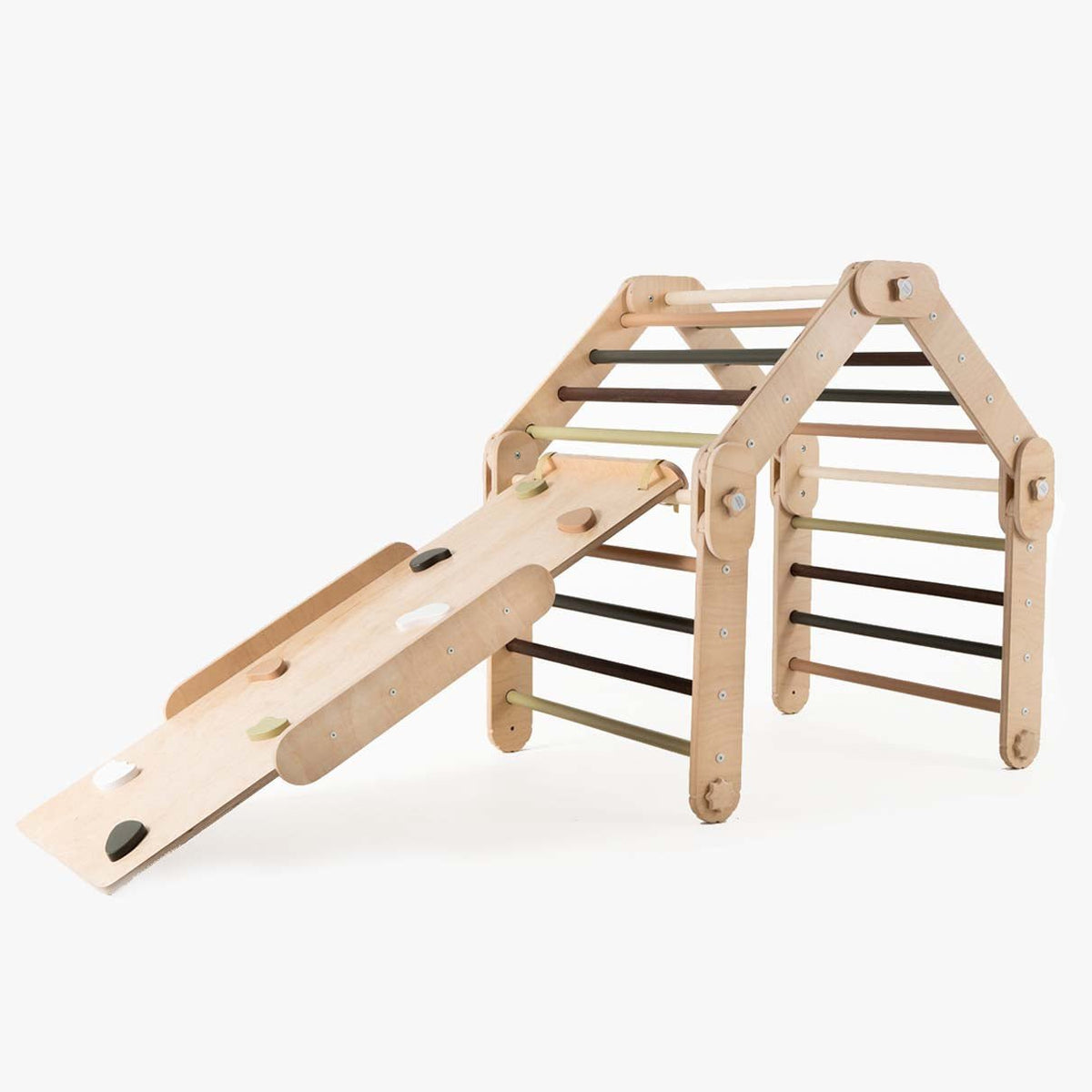 Transformer Kletterdreieck FULL MOON + Rutsche | GRÜN | Rutsche wählbar | 30 Formen | 98 cm | max. 50 kg - Kletterling – einfach Kind sein