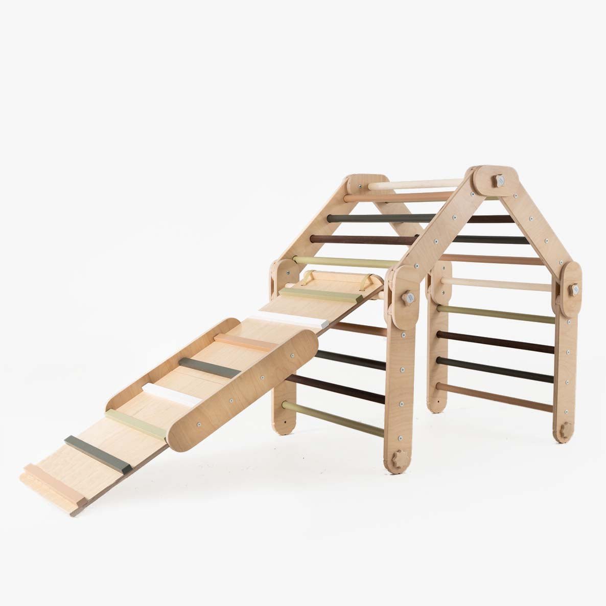 Transformer Kletterdreieck FULL MOON + Rutsche | GRÜN | Rutsche wählbar | 30 Formen | 98 cm | max. 50 kg - Kletterling – einfach Kind sein