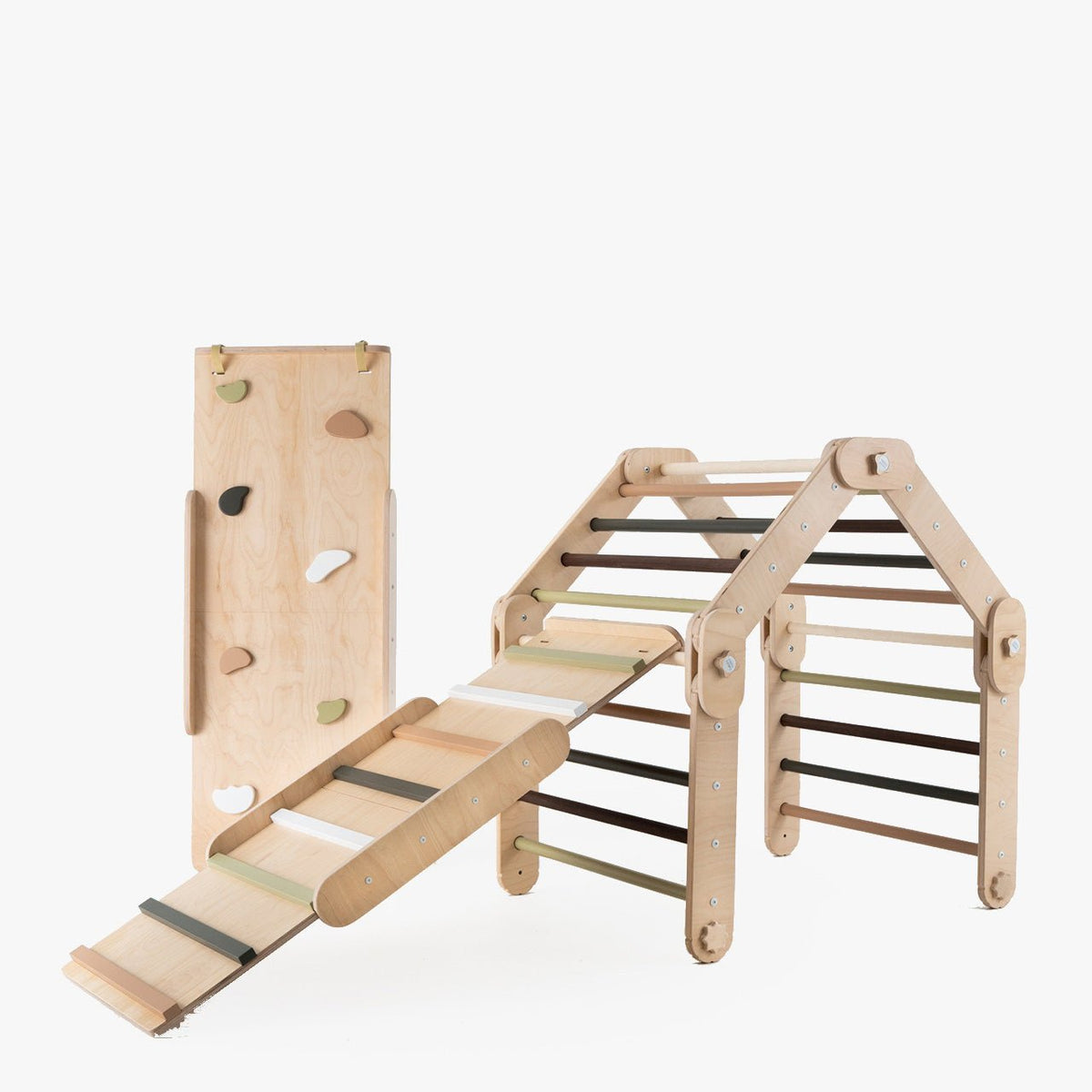 Transformer Kletterdreieck FULL MOON + 2 RUTSCHEN | GRÜN | 30 Formen | 98 cm - Kletterling – einfach Kind sein