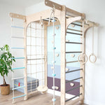 Sprossenwand WOLKENSTIEG BLAU | 50 kg | 204x127 cm | multifunktional + erweiterbar - Kletterling – einfach Kind sein