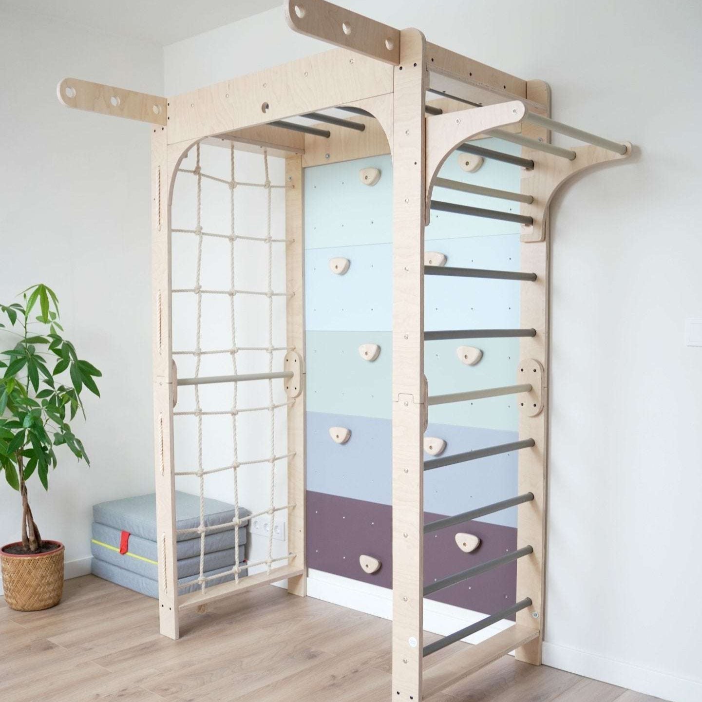 Sprossenwand WOLKENSTIEG BLAU | 50 kg | 204x127 cm | multifunktional + erweiterbar - Kletterling – einfach Kind sein