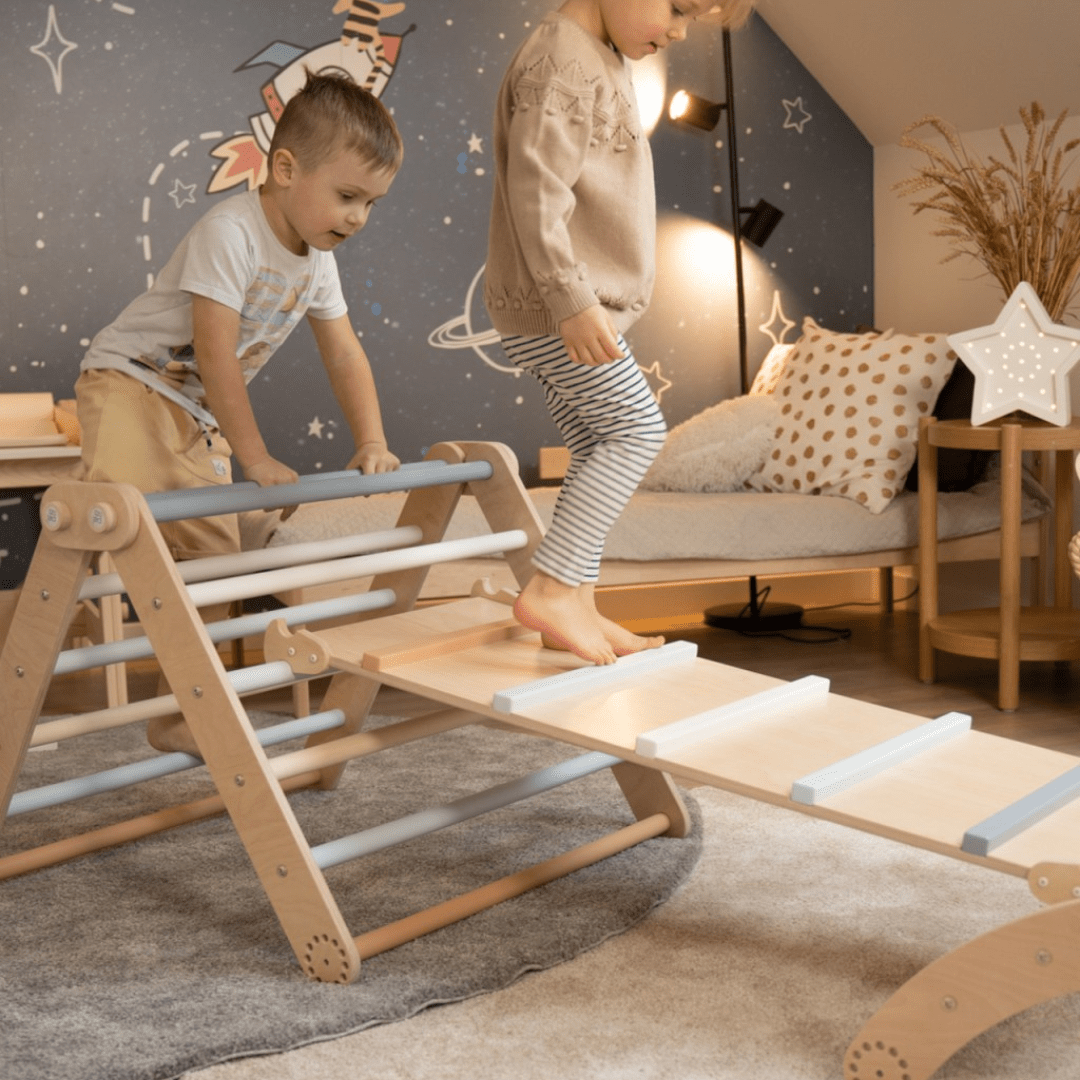 Kletterset MOON FLOW Blue 3 in 1 | Blau | 57 cm hoch | Rutsche wählbar - Kletterling – einfach Kind sein