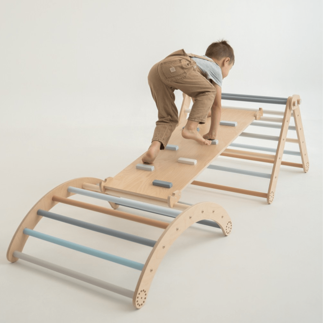 Kletterset MOON FLOW Blue 3 in 1 | Blau | 57 cm hoch | Rutsche wählbar - Kletterling – einfach Kind sein