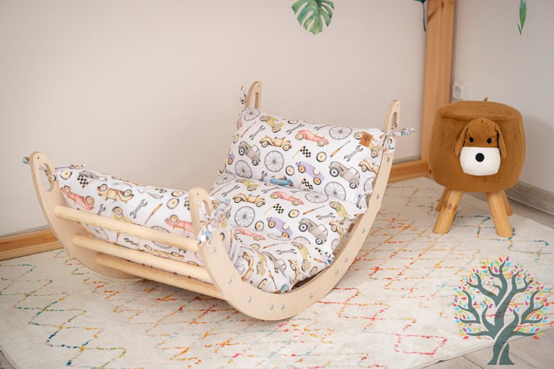 Kletter - Set 3in1 (Medium) - Wippe, klappbares Dreieck & Klettersteig - Für Kinder ab ca. 2 Jahren - Förderung der Motorik und Kreativität - Kletterling – einfach Kind sein