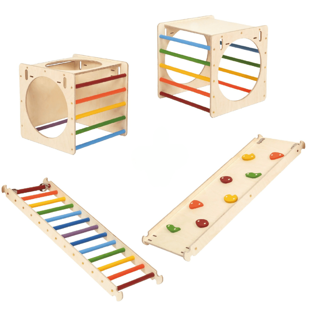 Spielplatz Set BEE CUBE + 2 Kletterrutschen | 2 Kletterwürfel | 58 cm | in 3 Farben - Kletterling – einfach Kind sein