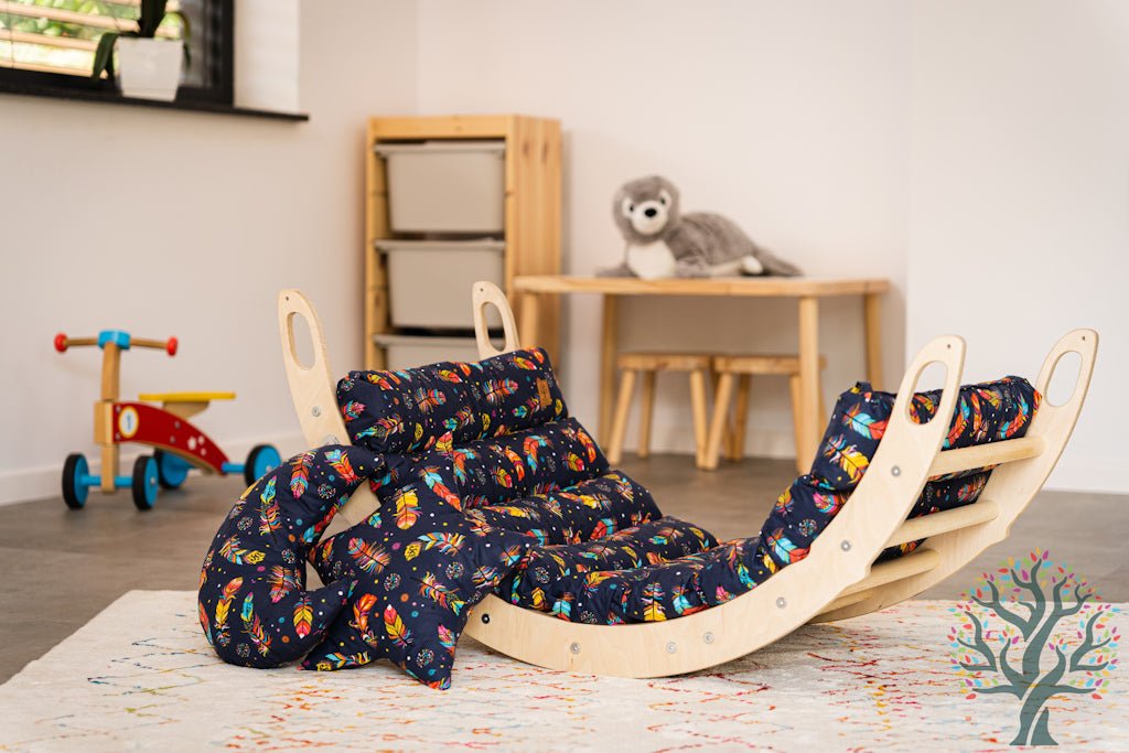 Kletter - Set mit Rollenrutsche 4in1 (Medium) - Wippe, klappbares Dreieck, Klettersteig & Rollrutsche - Förderung der motorischen Fähigkeiten ab 2 Jahren - Kletterling – einfach Kind sein