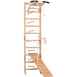 Sprossenwand 100 kg | 230x58 cm | Klimmzug mit Griffen | Seilleiter | Gymnastikringe - Kletterling – einfach Kind sein