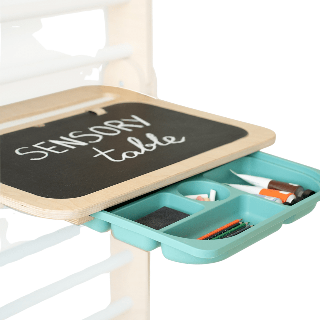 Montessori Tisch MOON für Kletterelemente| Tisch & Box & Tafel | 50 x 30 x 41 cm | wandelbar | Sensorikbox - Kletterling – einfach Kind sein