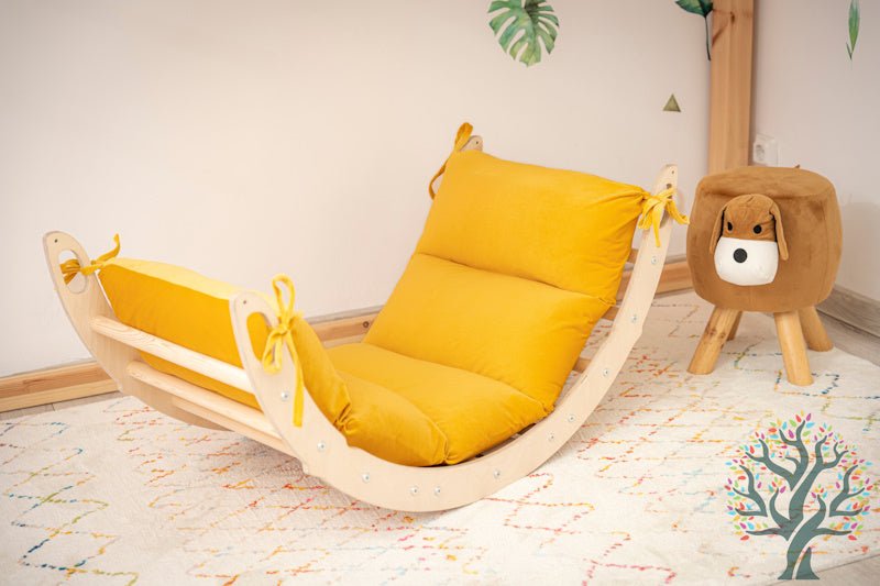 Kletter - Set 3in1 (Medium) - Wippe, klappbares Dreieck & Klettersteig - Für Kinder ab ca. 2 Jahren - Förderung der Motorik und Kreativität - Kletterling – einfach Kind sein