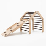 Verstellbares Kletterdreieck DARK FULL MOON + 2 RUTSCHEN | DARKWOOD | 30 Formen | 98 x 67,5 cm | max. 50 kg - Kletterling – einfach Kind sein