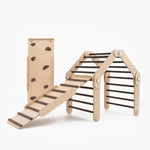 Verstellbares Kletterdreieck DARK FULL MOON + 2 RUTSCHEN | DARKWOOD | 30 Formen | 98 x 67,5 cm | max. 50 kg - Kletterling – einfach Kind sein