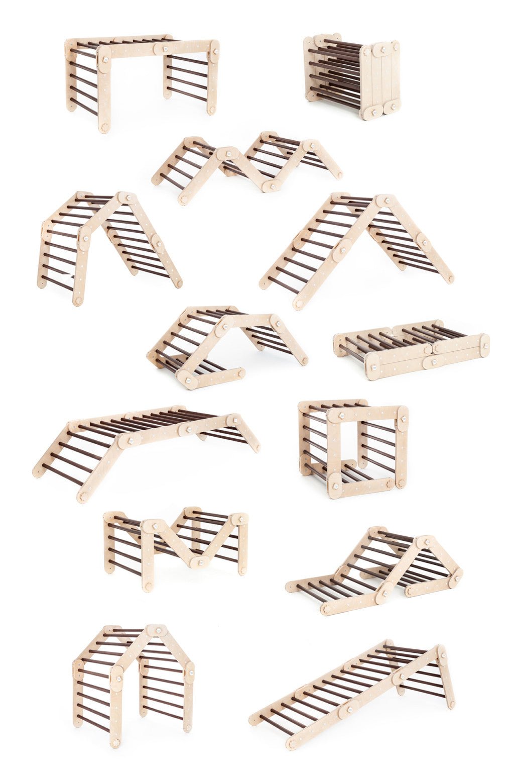 Verstellbares Kletterdreieck DARK FULL MOON + 2 RUTSCHEN | DARKWOOD | 30 Formen | 98 x 67,5 cm | max. 50 kg - Kletterling – einfach Kind sein