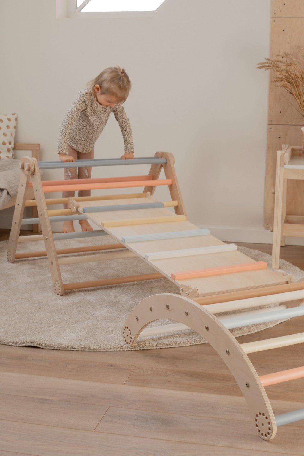 Kletterrutsche MOON - Hühnerleiter | bunt pastell | 2 Seiten | 111 x 43 cm - Kletterling – einfach Kind sein