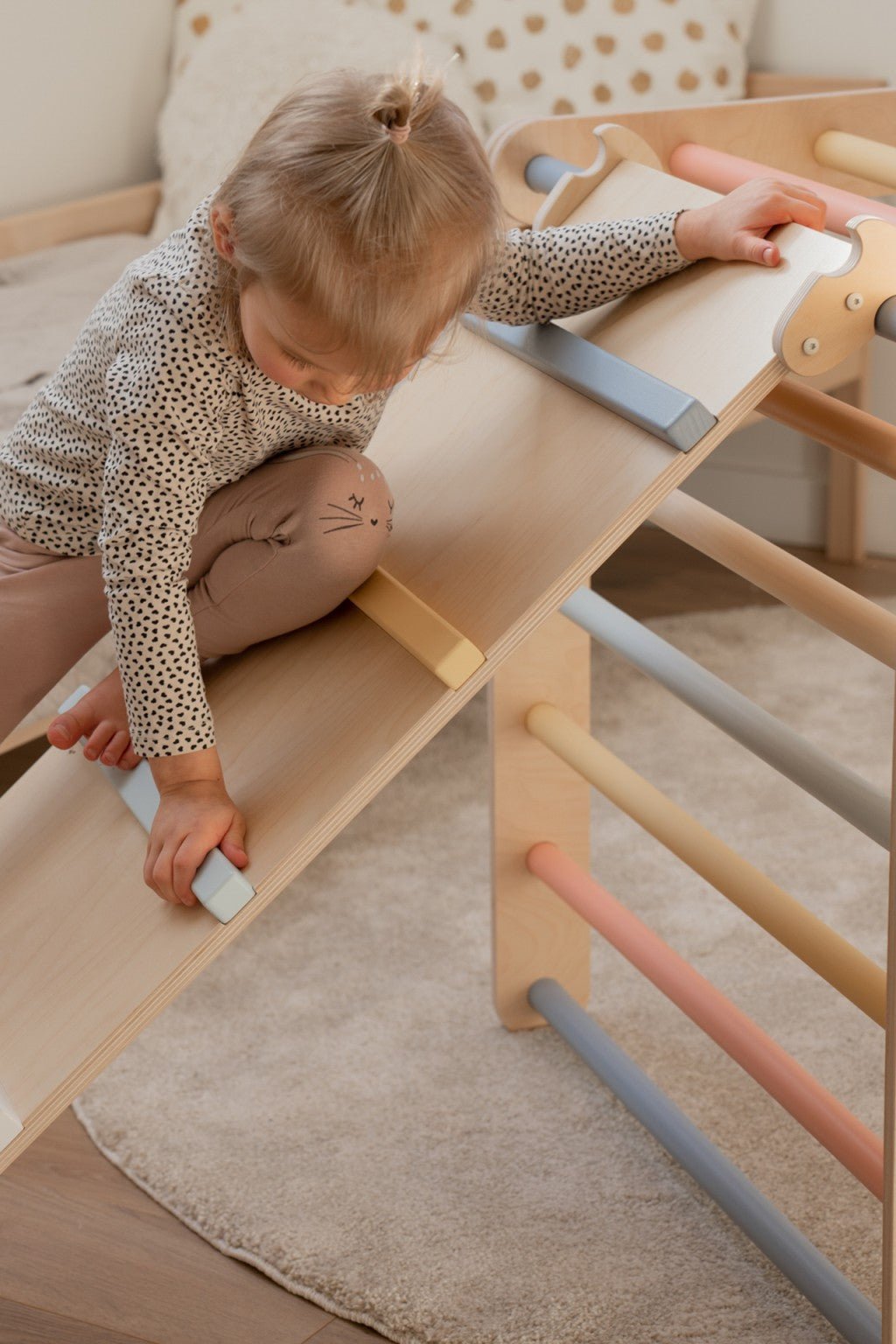 Kletterrutsche MOON - Hühnerleiter | bunt pastell | 2 Seiten | 111 x 43 cm - Kletterling – einfach Kind sein