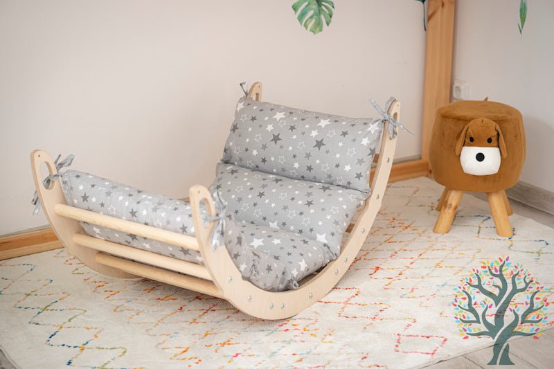 Kletter - Set 3in1 (Medium) - Wippe, klappbares Dreieck & Klettersteig - Für Kinder ab ca. 2 Jahren - Förderung der Motorik und Kreativität - Kletterling – einfach Kind sein