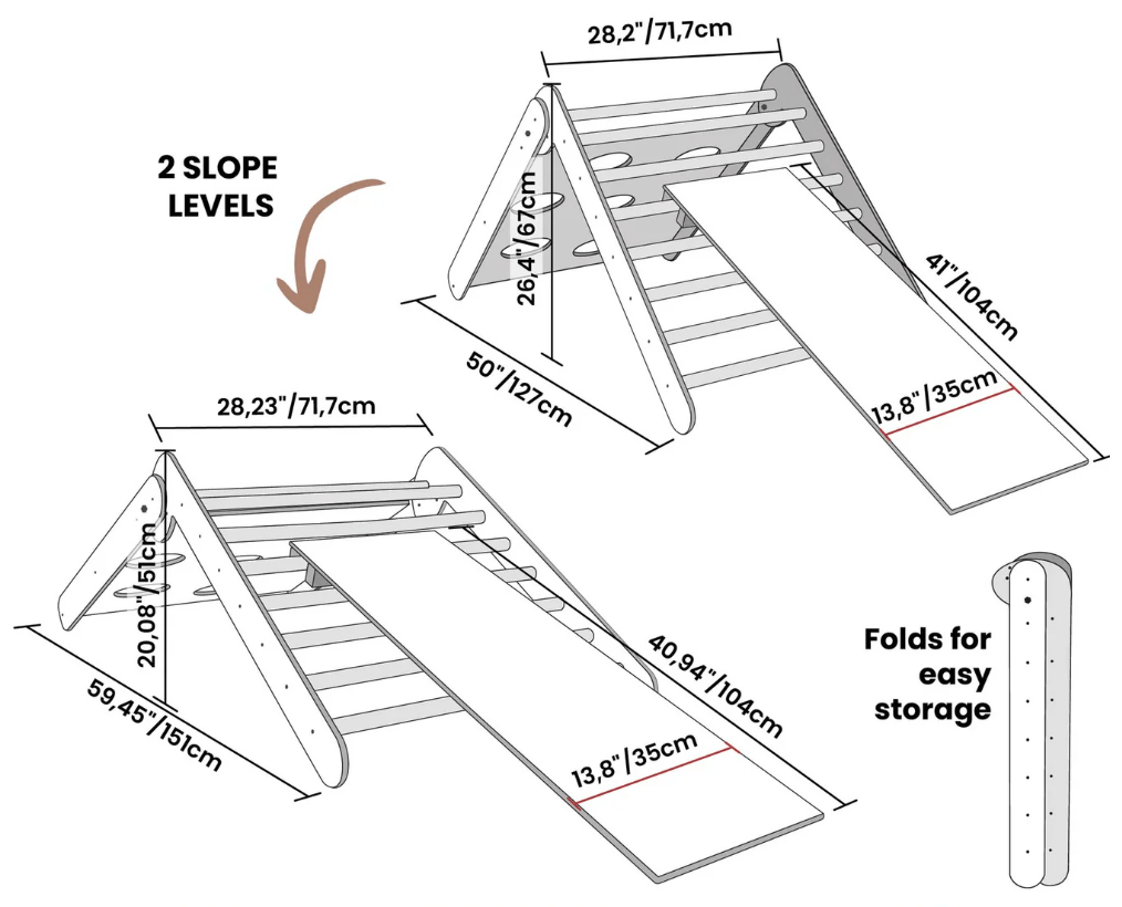 Kletterdreieck mit 2 Sensorik - Paneelen | Zwei Spielseiten | ab 2 Jahren - Kletterling – einfach Kind sein