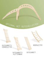 Klettergerüst ZAUBERBERG GROSS | 3 Module | 2x Sprossenstieg + Bogen | 72 cm | Rutsche + Kissen wählbar | erweiterbar - Kletterling – einfach Kind sein