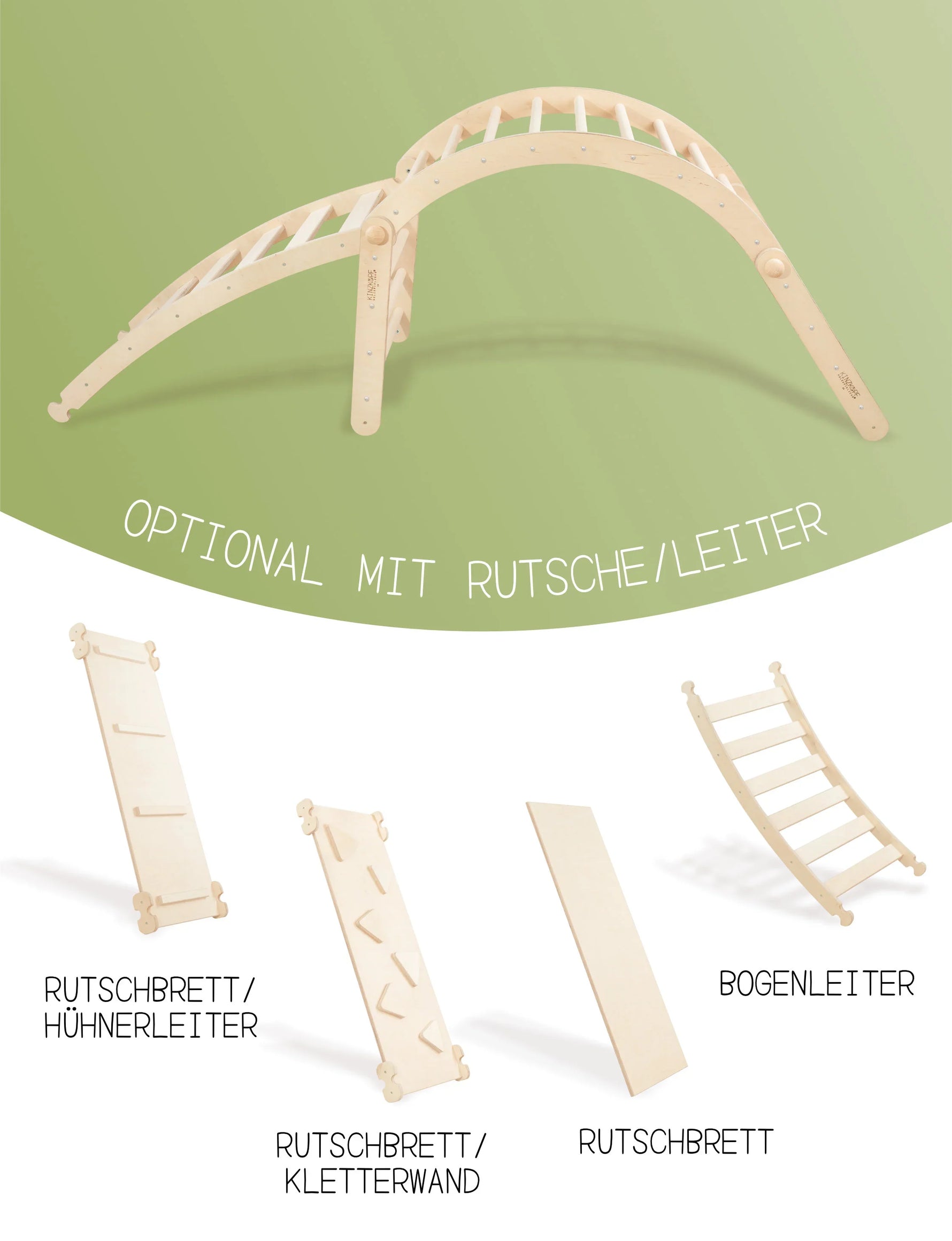 Klettergerüst ZAUBERBERG GROSS | 3 Module | 2x Sprossenstieg + Bogen | 72 cm | Rutsche + Kissen wählbar | erweiterbar - Kletterling – einfach Kind sein