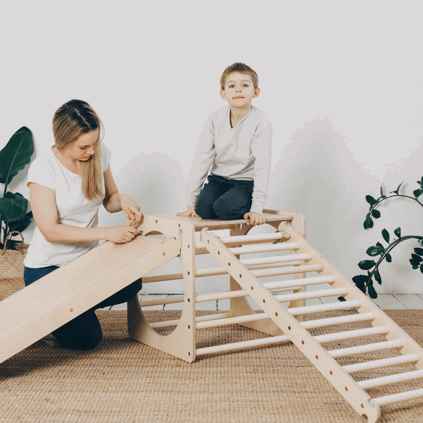 Spielplatz Set "Experten" bunt - 2 Kletterwürfel + 2 Leitern/Rutsche - Kletterling – einfach Kind sein