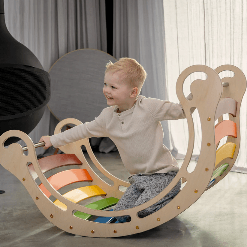 Spielset "Energetic" pastell - XXL Bogen mit Rutsche und Kissen - Kletterling – einfach Kind sein