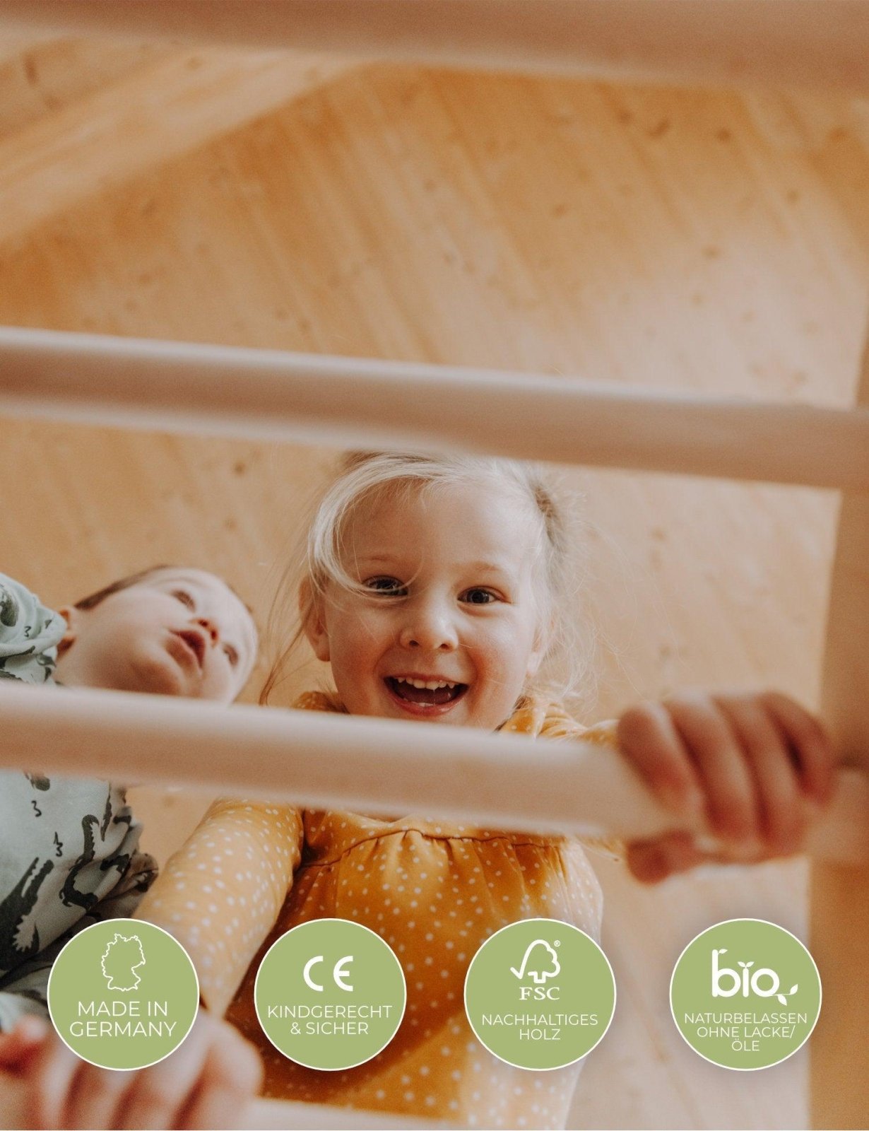 KLEINER ZAUBERBERG | verstellbarer Kletterbogen | Wippe | Schaukelstuhl - Kletterling – einfach Kind sein