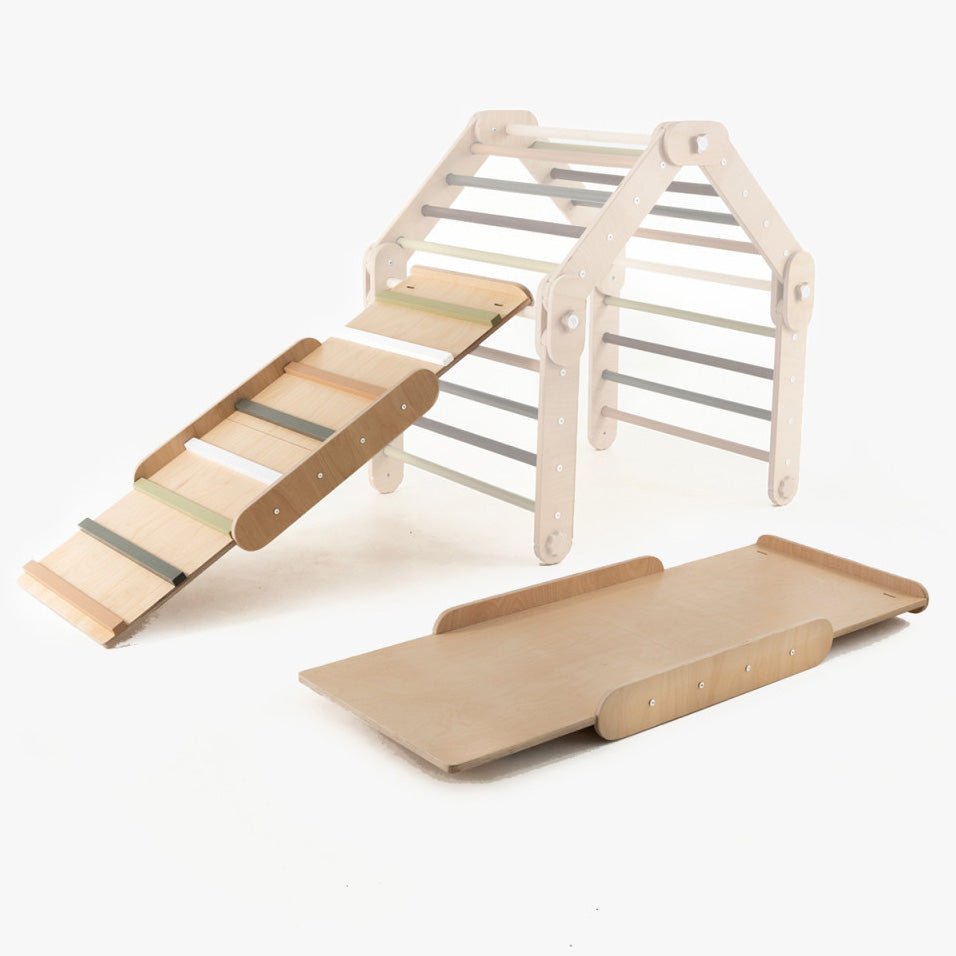 Transformer Kletterdreieck FULL MOON + 2 RUTSCHEN | GRÜN | 30 Formen | 98 cm - Kletterling – einfach Kind sein