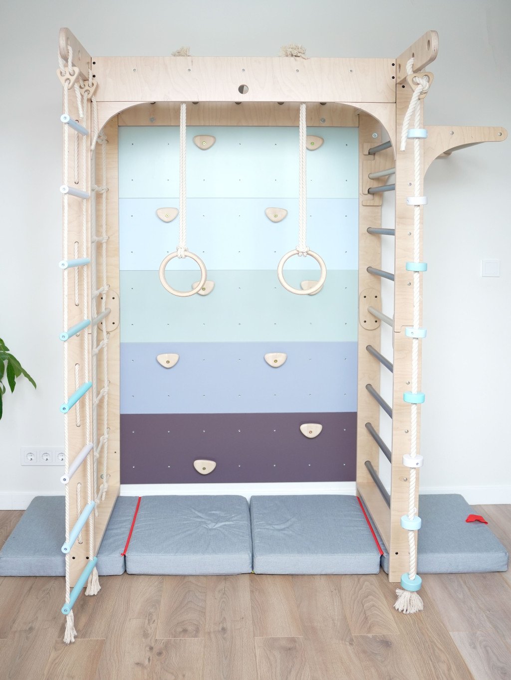 Sprossenwand WOLKENSTIEG BLAU | 50 kg | 204x127 cm | multifunktional + erweiterbar - Kletterling – einfach Kind sein