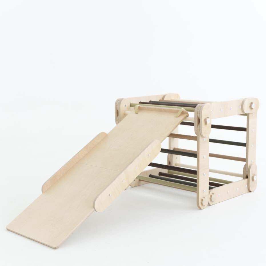 Transformer Kletterdreieck FULL MOON + Rutsche | GRÜN | Rutsche wählbar | 30 Formen | 98 cm | max. 50 kg - Kletterling – einfach Kind sein