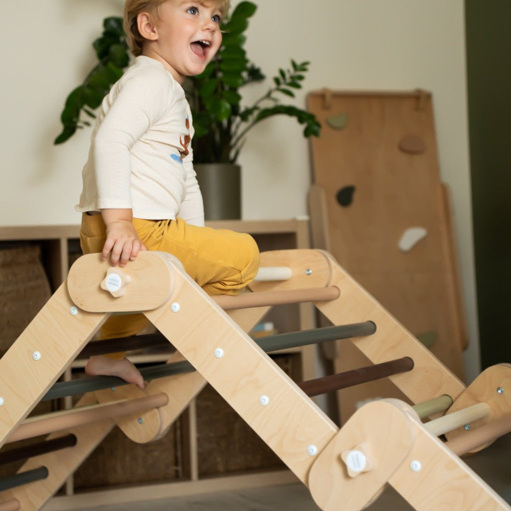 Verstellbares Kletterdreieck FULL MOON | GRÜN | 30 Formen | 98 x 67,5 cm | max. 50 kg - Kletterling – einfach Kind sein