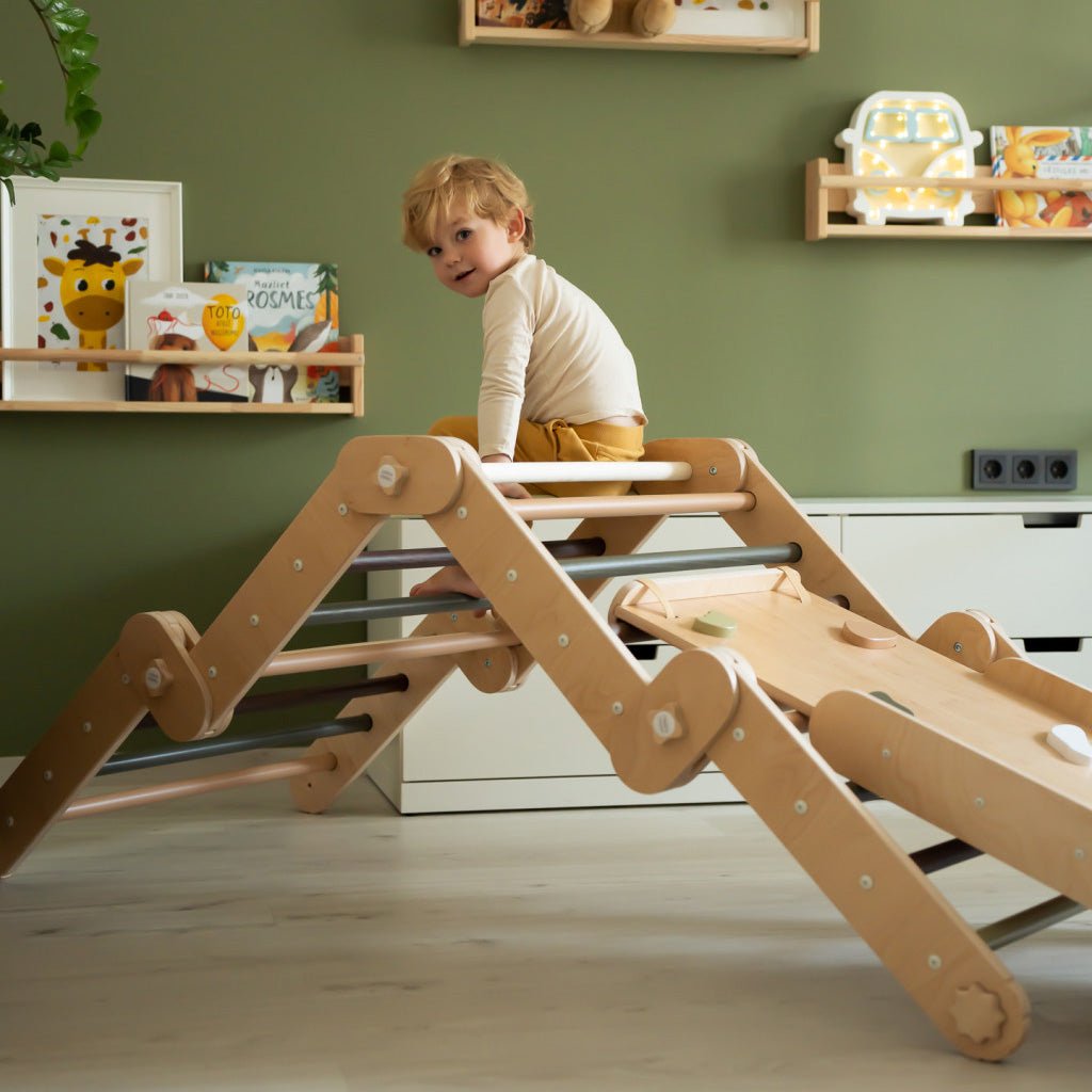 Transformer Kletterdreieck FULL MOON + 2 RUTSCHEN | GRÜN | 30 Formen | 98 cm - Kletterling – einfach Kind sein