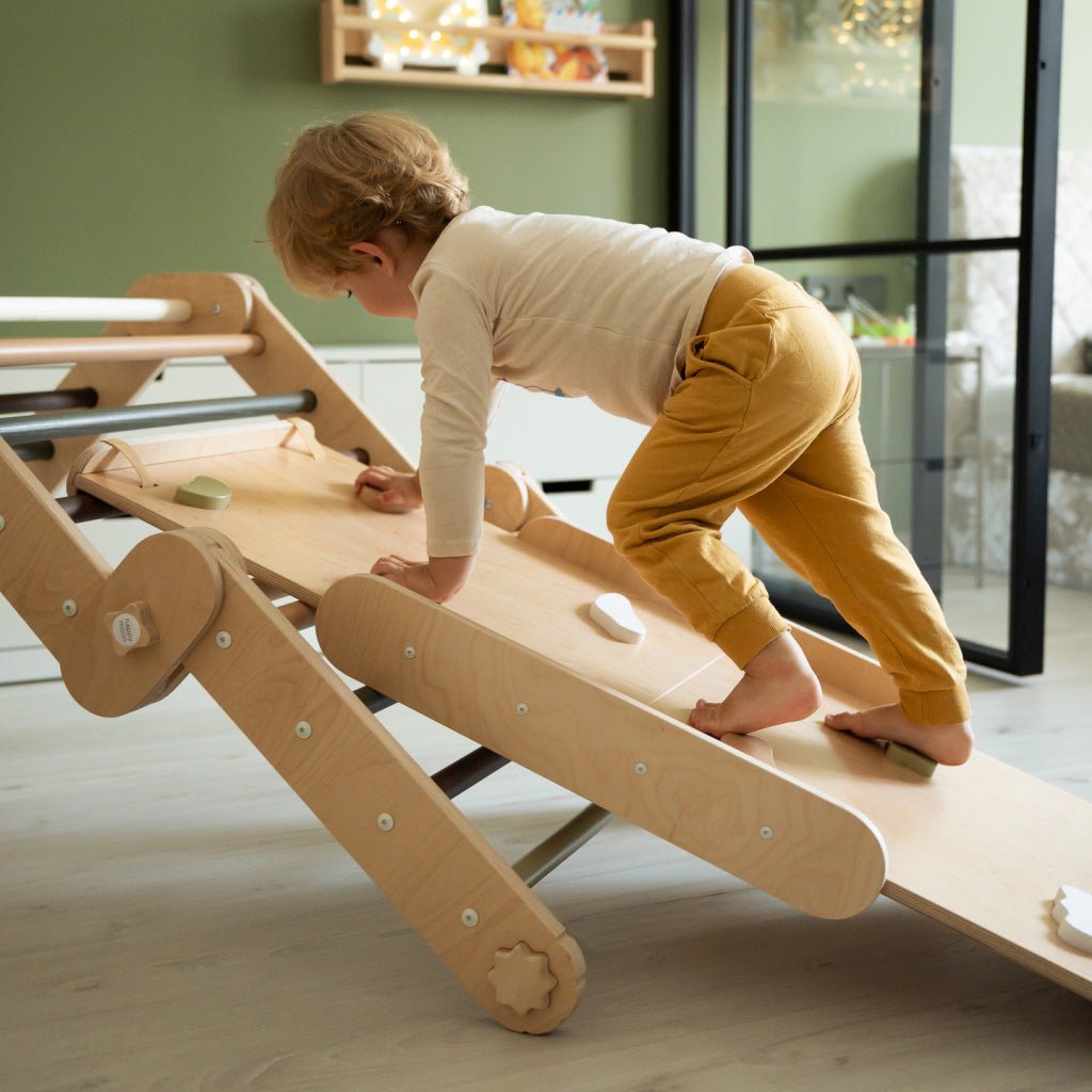 Transformer Kletterdreieck FULL MOON + 2 RUTSCHEN | GRÜN | 30 Formen | 98 cm - Kletterling – einfach Kind sein