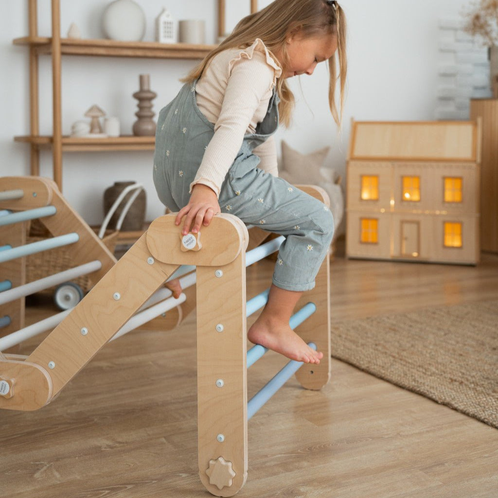 Verstellbares Kletterdreieck FULL MOON | BLAU | 30 Formen | 98 x 67,5 cm | max. 50 kg - Kletterling – einfach Kind sein