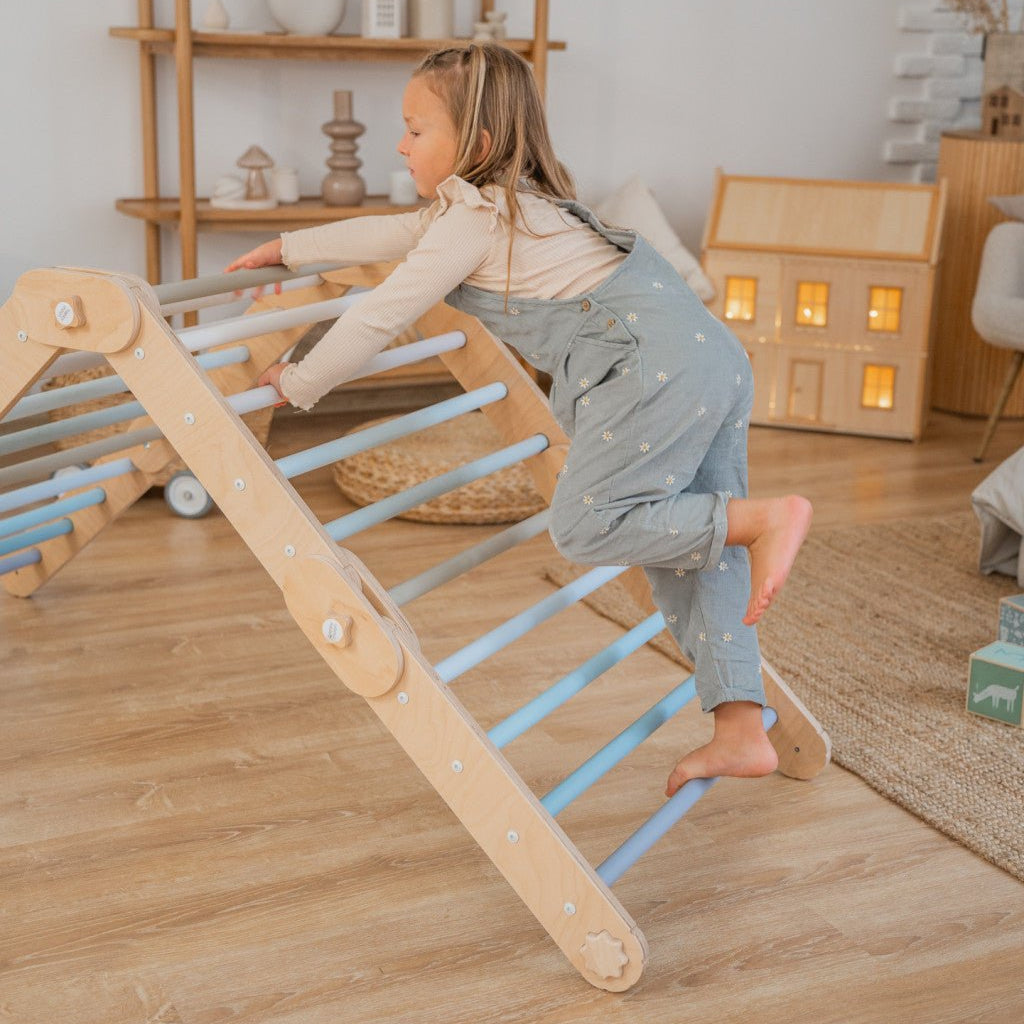 Verstellbares Kletterdreieck FULL MOON | BLAU | 30 Formen | 98 x 67,5 cm | max. 50 kg - Kletterling – einfach Kind sein